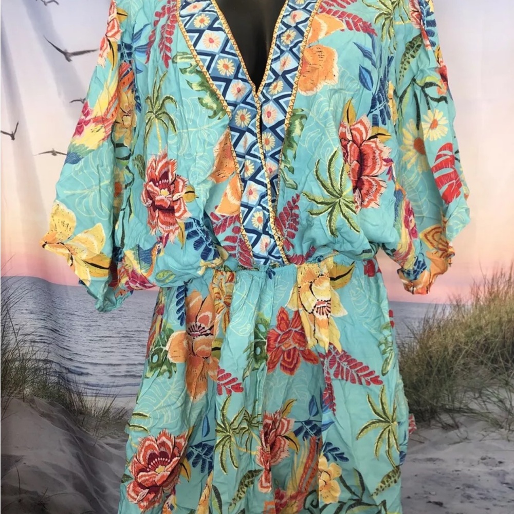 Cupshe Blue and Red Ruffled V-Neck One Piece